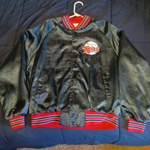 Vintage Minnesota Twins Blue Nylon Satin Locker Line Jacket Size XL for Dad MLB